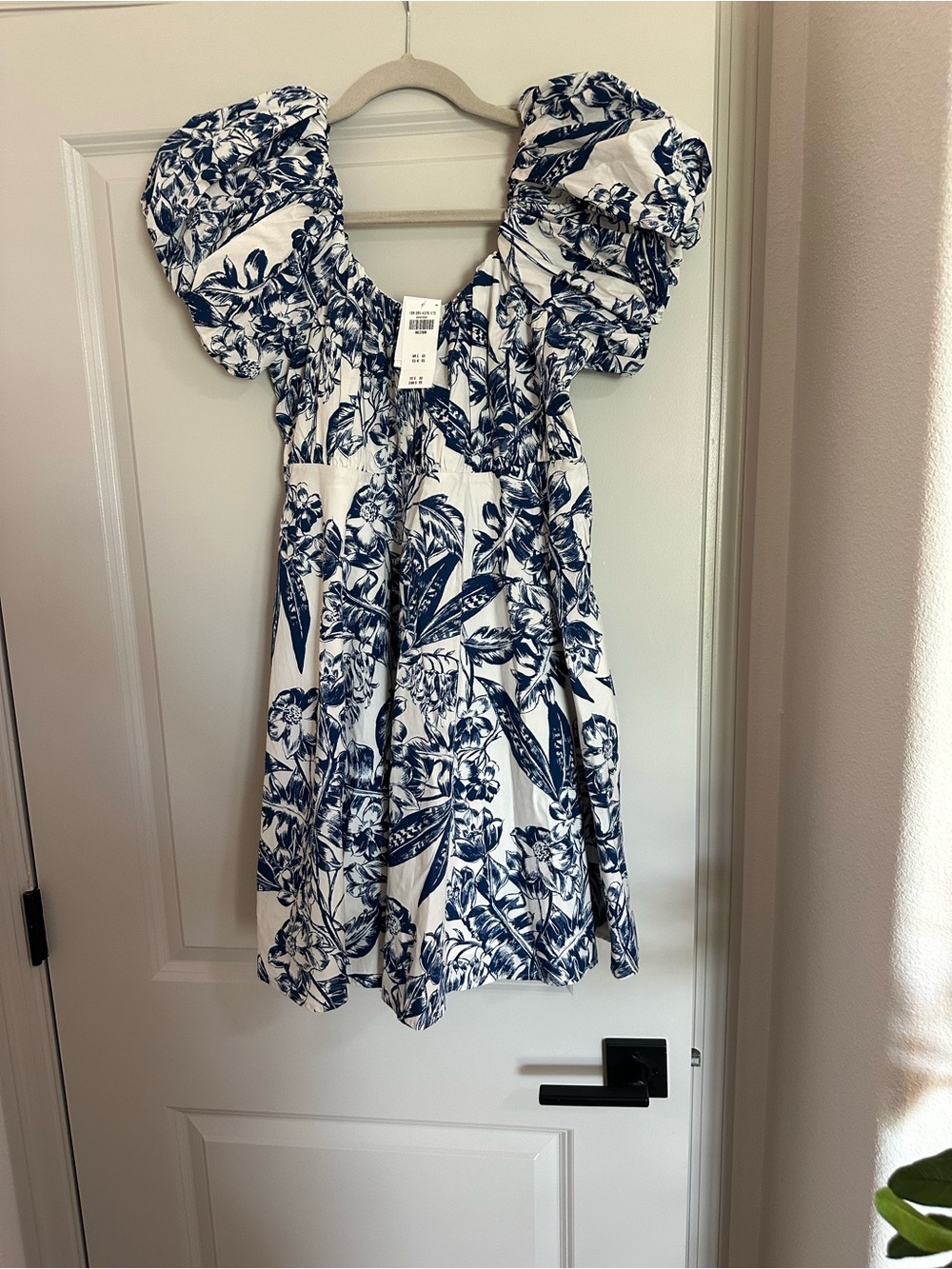 Abercrombie & Fitch White Dress with Navy Floral Print